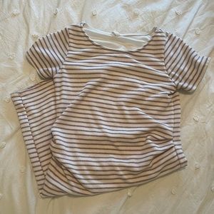 PinkBlush Striped Fitted Short Sleeve Maternity Dress